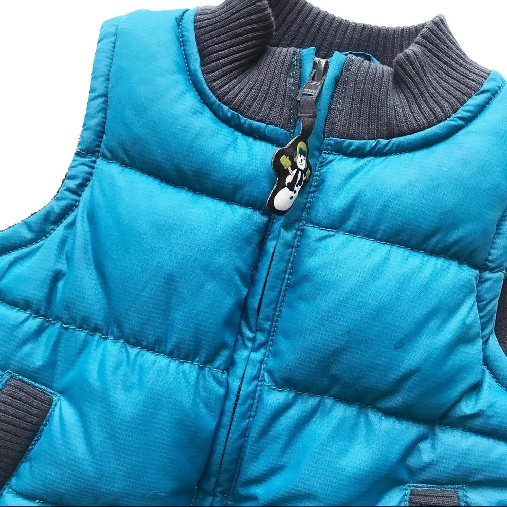 Gymboree blue fleece lined puffer vest EUC 6-12m
